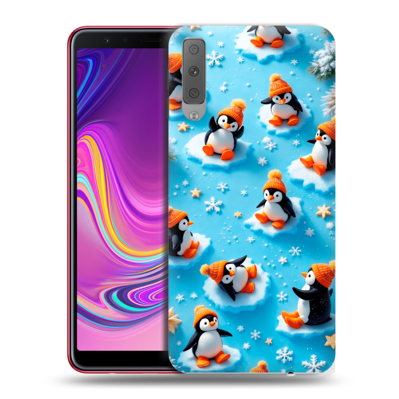 Силиконовый противоударный чехол на Samsung Galaxy A7 (2018) с принтом Новый год Силиконовый противоударный чехол на Samsung Galaxy A7 (2018) с принтом Новый год