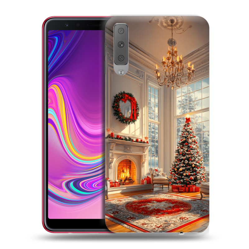 Силиконовый противоударный чехол на Samsung Galaxy A7 (2018) с принтом Новый год Силиконовый противоударный чехол на Samsung Galaxy A7 (2018) с принтом Новый год