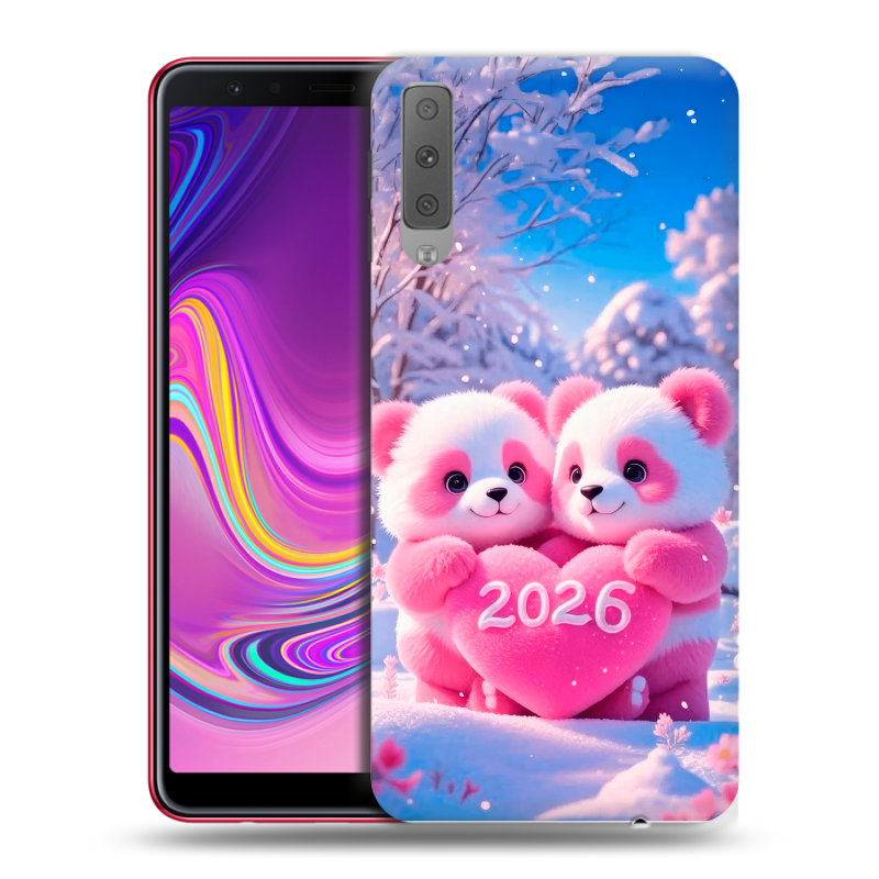 Силиконовый противоударный чехол на Samsung Galaxy A7 (2018) с принтом Новый год Силиконовый противоударный чехол на Samsung Galaxy A7 (2018) с принтом Новый год