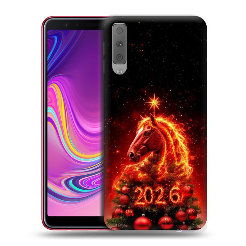 Силиконовый противоударный чехол на Samsung Galaxy A7 (2018) с принтом Новый год Силиконовый противоударный чехол на Samsung Galaxy A7 (2018) с принтом Новый год