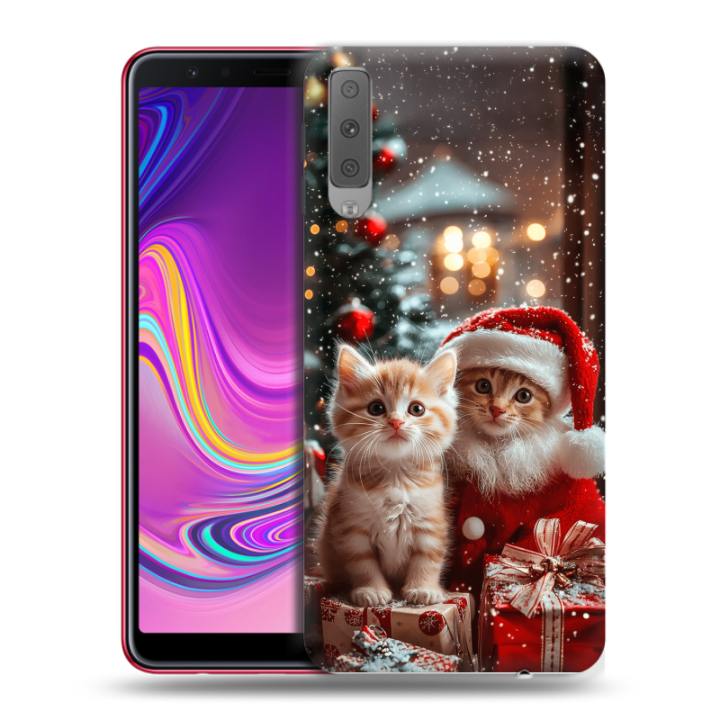 Силиконовый противоударный чехол на Samsung Galaxy A7 (2018) с принтом Новый год Силиконовый противоударный чехол на Samsung Galaxy A7 (2018) с принтом Новый год