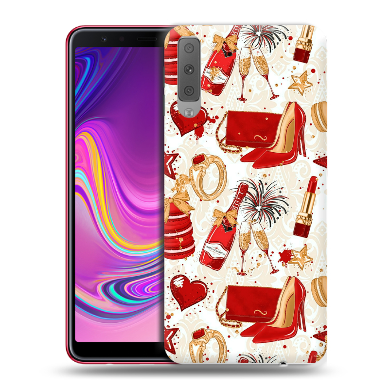 Силиконовый противоударный чехол на Samsung Galaxy A7 (2018) с принтом Новый год Силиконовый противоударный чехол на Samsung Galaxy A7 (2018) с принтом Новый год