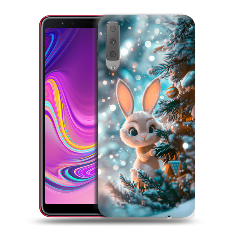 Силиконовый противоударный чехол на Samsung Galaxy A7 (2018) с принтом Новый год Силиконовый противоударный чехол на Samsung Galaxy A7 (2018) с принтом Новый год