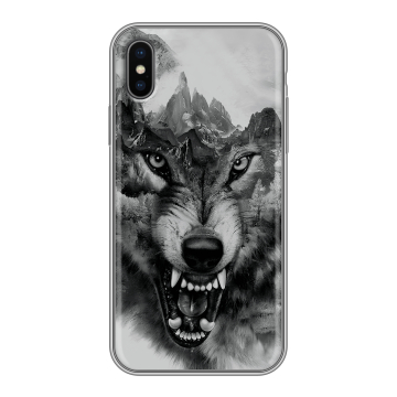 Силиконовый чехол на Iphone Xs с принтом Волк Силиконовый чехол на Iphone Xs с принтом Волк