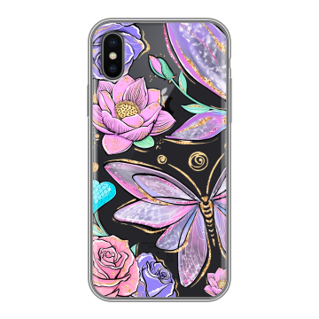 Силиконовый чехол на Iphone X/XS с принтом Бабочки и цветы