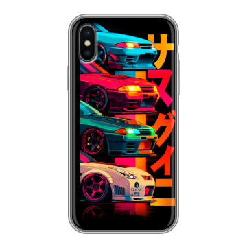 Силиконовый чехол на Iphone X/XS с принтом Гоночные машины