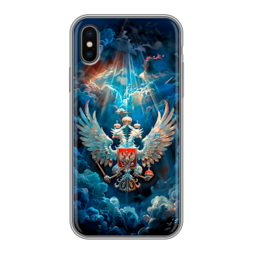 Силиконовый чехол на Iphone X/XS с принтом Герб флаг России