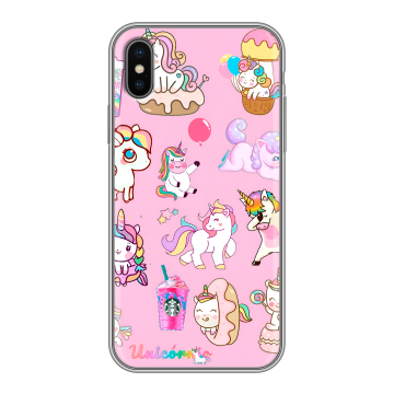 Силиконовый чехол на Iphone X/XS с принтом розовые единороги