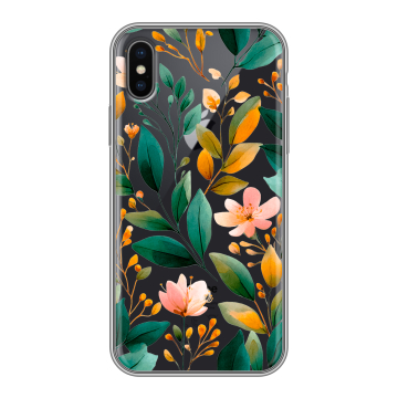 Силиконовый чехол на Iphone X/XS с принтом Цветы паттерн Силиконовый чехол на Iphone X/XS с принтом Цветы паттерн