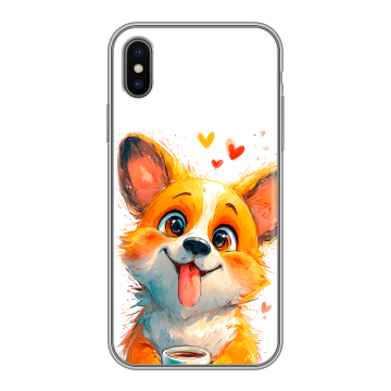 Силиконовый чехол на Iphone X/XS с принтом корги