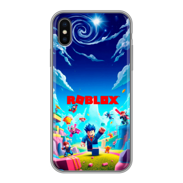 Силиконовый чехол на Iphone X/XS с принтом Roblox Роблокс