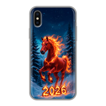Силиконовый чехол на Iphone X/XS с принтом Новый год коня Силиконовый чехол на Iphone X/XS с принтом Новый год коня