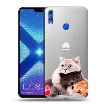 Силиконовый чехол на Huawei Honor 8X с принтом Кошки Силиконовый чехол на Huawei Honor 8X с принтом Кошки
