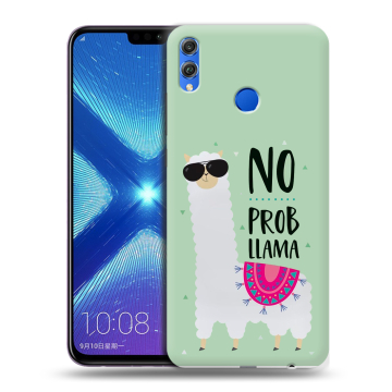 Силиконовый чехол на Huawei Honor 8X с принтом Лама
