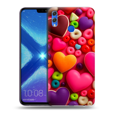 Силиконовый чехол на Huawei Honor 8X с принтом Сердечки