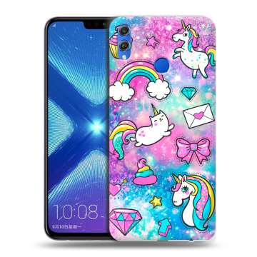 Силиконовый чехол на Huawei Honor 8X с принтом Единороги