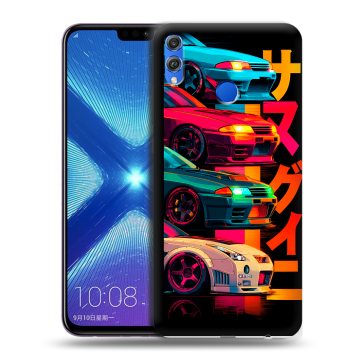 Силиконовый чехол на Huawei Honor 8X с принтом Гоночные машины