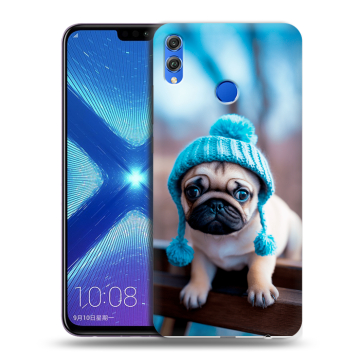 Силиконовый чехол на Huawei Honor 8X с принтом Мопс в шапке