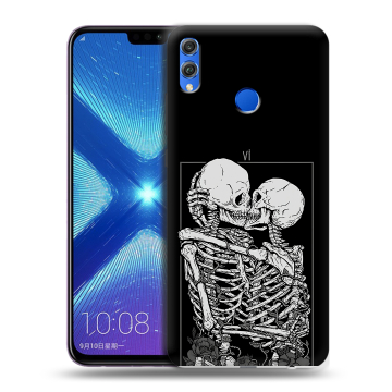 Силиконовый чехол на Huawei Honor 8X с принтом Поцелуй скелетов
