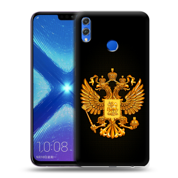 Силиконовый чехол на Huawei Honor 8X с принтом Герб России желтый