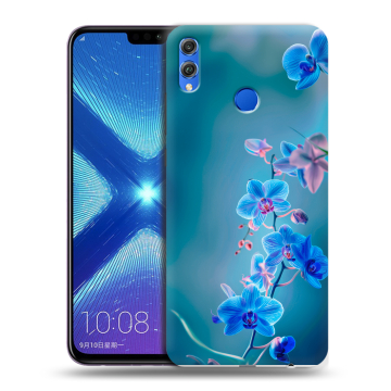 Силиконовый чехол на Huawei Honor 8X с принтом Голубые цветы