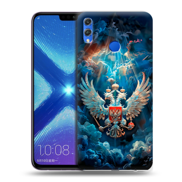 Силиконовый чехол на Huawei Honor 8X с принтом Герб флаг России