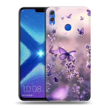Силиконовый чехол на Huawei Honor 8X с принтом бабочки и лаванда