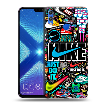 Силиконовый чехол на Huawei Honor 8X с принтом найк nike черный