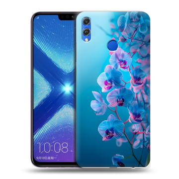 Силиконовый чехол на Huawei Honor 8X с принтом голубые орхидеи