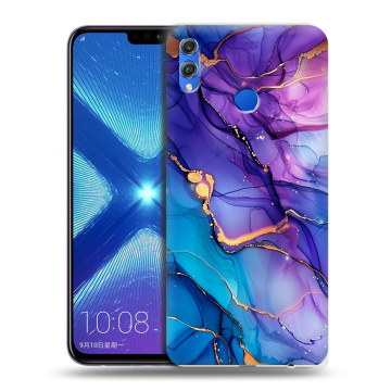 Силиконовый чехол на Huawei Honor 8X с принтом синий мрамор