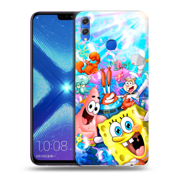 Силиконовый чехол на Huawei Honor 8X с принтом спанчбоб спанч боб