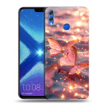 Силиконовый чехол на Huawei Honor 8X с принтом бабочки розовые