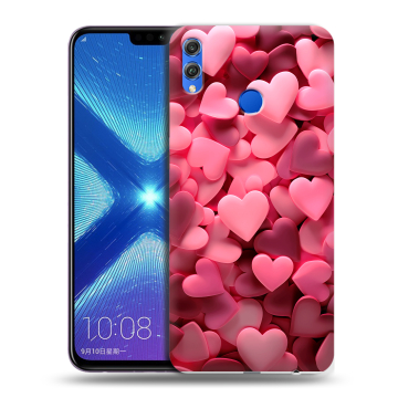 Силиконовый чехол на Huawei Honor 8X с принтом розовые сердечки
