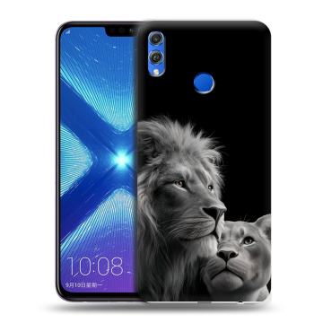 Силиконовый чехол на Huawei Honor 8X с принтом Лев кошки