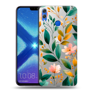 Силиконовый чехол на Huawei Honor 8X с принтом Цветы паттерн