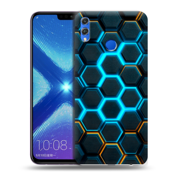 Силиконовый чехол на Huawei Honor 8X с принтом Неоновые соты
