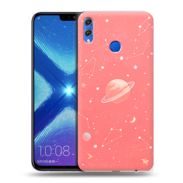 Силиконовый чехол на Huawei Honor 8X с принтом Розовый космос