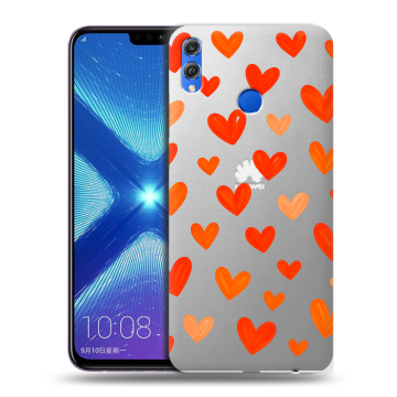 Силиконовый чехол на Huawei Honor 8X с принтом Сердечки