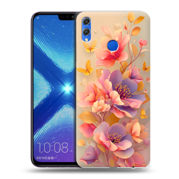Силиконовый чехол на Huawei Honor 8X с принтом Цветы и бабочки