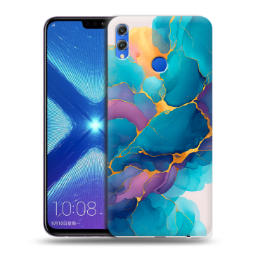 Силиконовый чехол на Huawei Honor 8X с принтом Мрамор блестки