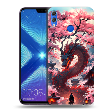 Силиконовый чехол на Huawei Honor 8X с принтом Дракон Японский
