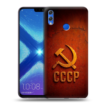 Силиконовый чехол на Huawei Honor 8X с принтом Флаг Герб СССР
