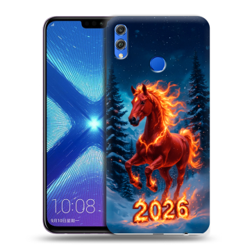 Силиконовый чехол на Huawei Honor 8X с принтом Новый год коня