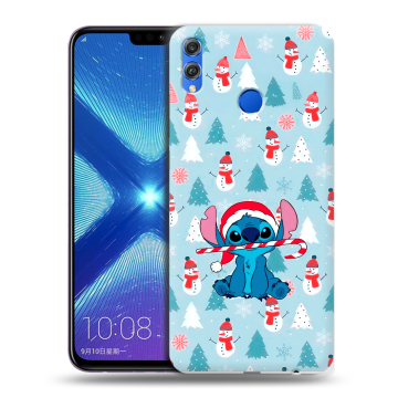 Силиконовый чехол на Huawei Honor 8X с принтом Стич Новый год