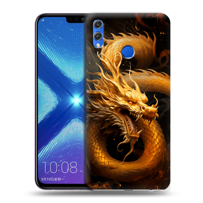 Силиконовый чехол на Huawei Honor 8X с принтом Золотой дракон Силиконовый чехол на Huawei Honor 8X с принтом Золотой дракон