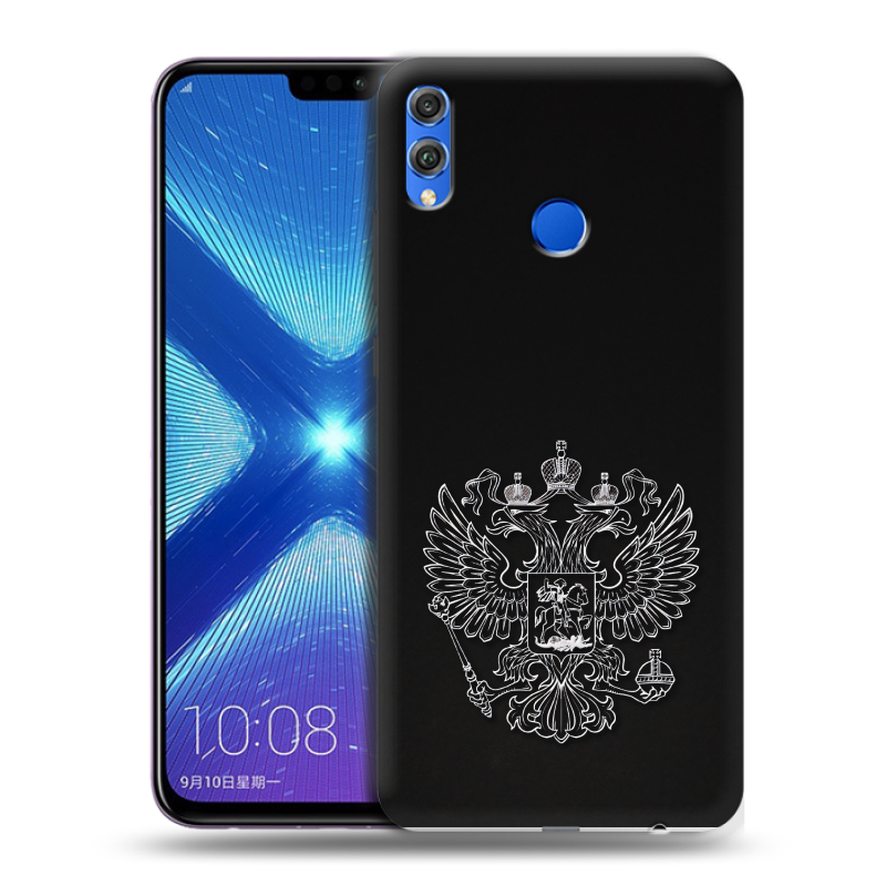 Силиконовый противоударный чехол на Huawei Honor 8X с принтом Герб России Силиконовый противоударный чехол на Huawei Honor 8X с принтом Герб России