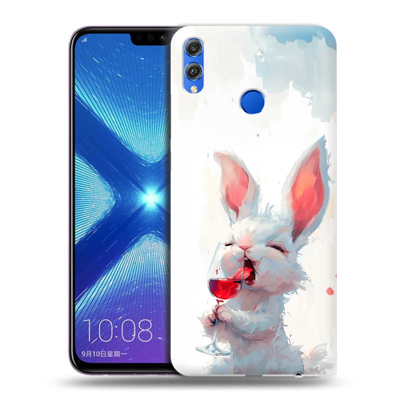Силиконовый чехол на Huawei Honor 8X с принтом кролик зайчик Силиконовый чехол на Huawei Honor 8X с принтом кролик зайчик