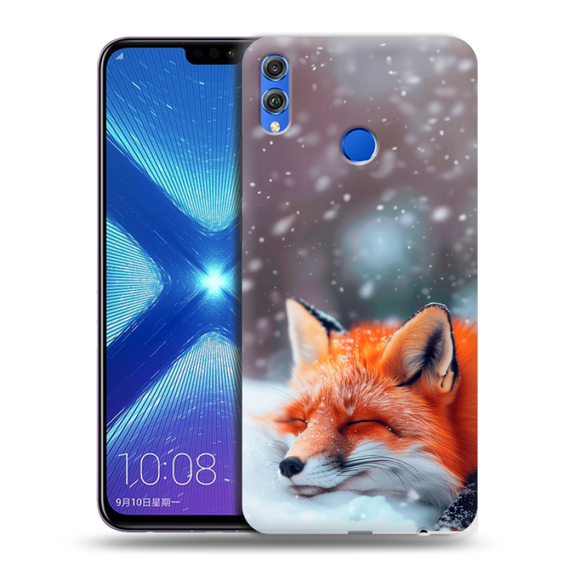 Силиконовый противоударный чехол на Huawei Honor 8X с принтом лиса Силиконовый противоударный чехол на Huawei Honor 8X с принтом лиса