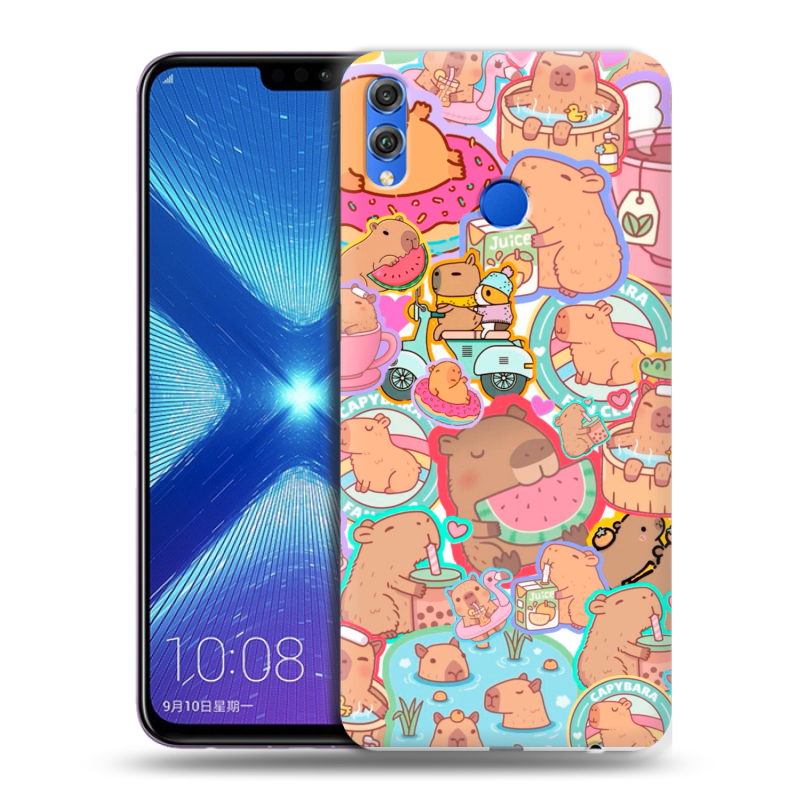 Силиконовый противоударный чехол на Huawei Honor 8X с принтом капибары Силиконовый противоударный чехол на Huawei Honor 8X с принтом капибары