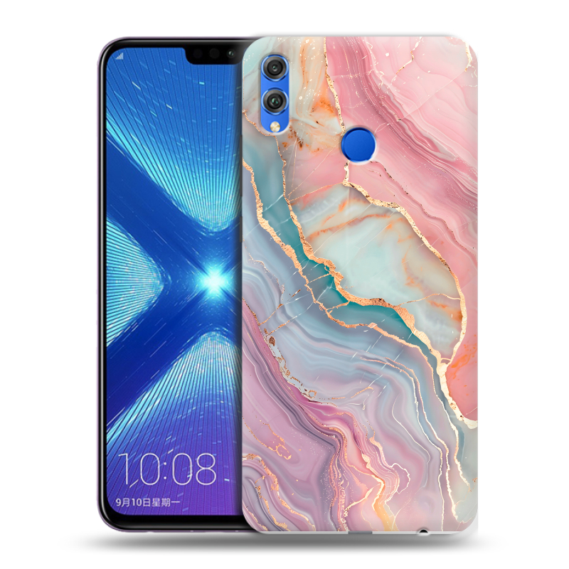 Силиконовый чехол на Huawei Honor 8X с принтом розовый мрамор Силиконовый чехол на Huawei Honor 8X с принтом розовый мрамор